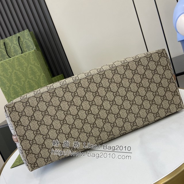 Gucci專櫃古馳最新款購物袋GG圖案條紋織大號肩背包 jh1995型號：815213